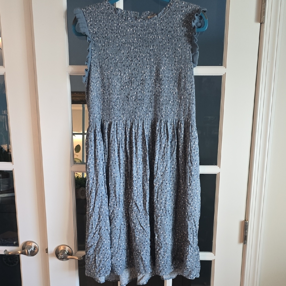 Elegant Blue Textured Midi Dress